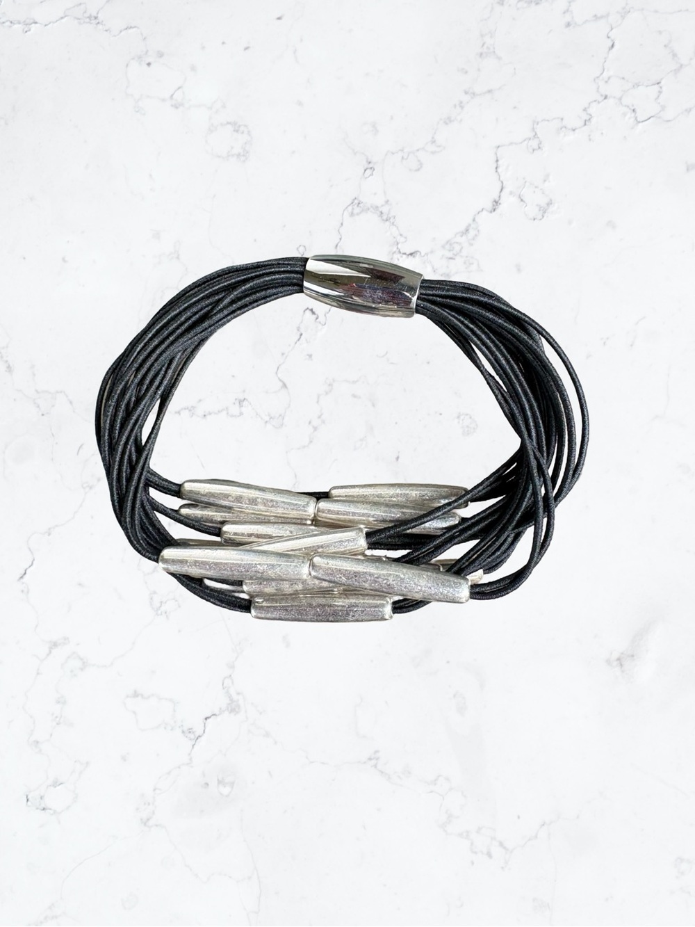 J. Jill Black Multi-Strand Cord Bracelet with Silver-Tone Accents Magnetic Clasp - Picture 2 of 2